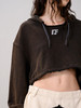 IFIK Brown Crop Easy Hoodie 轻松不失高级的水洗做旧连帽短卫衣 商品缩略图2
