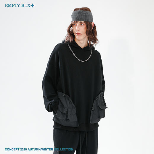 RELABEL 2020AW 双面活页翻页纽扣印花口袋帽衫解构设计男女同款 商品图3