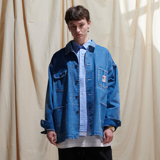 EAFINETAL.21SS新款刺绣贴标设计水洗工装休闲宽松牛仔夹克外套 商品图1