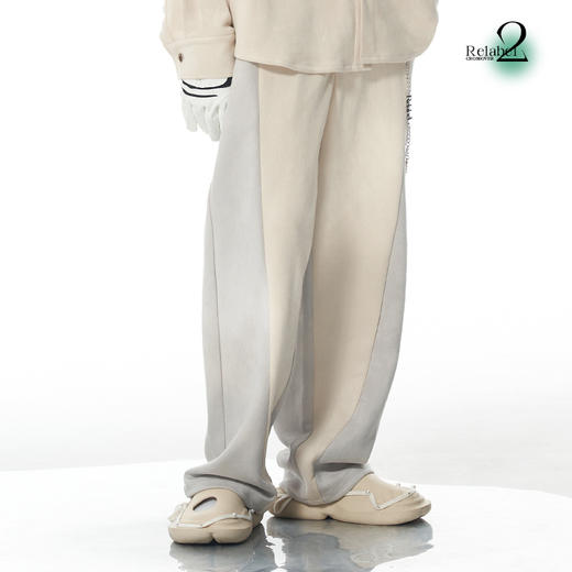RELABEL 21AW 深浅麂皮绒面料撞色拼接宽松廓形休闲长裤 商品图2
