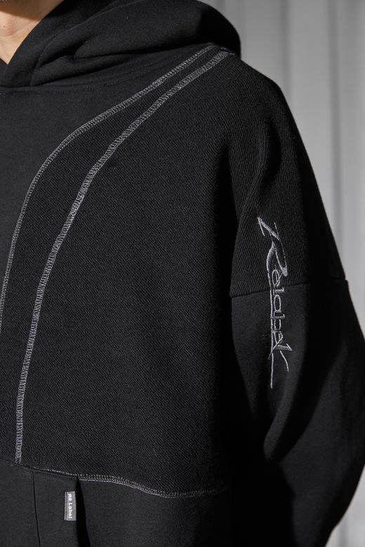 RELABEL 21SS品牌刺绣立体结构正反面料拼接大口袋卫衣 商品图5