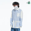 RELABEL 21AW蓝色条纹拼接多口袋可活动后片假两件宽松长袖衬衣 商品缩略图3
