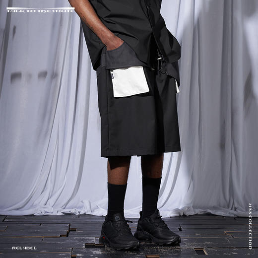 RELABEL 21SS  异形外置结构多材质拼接撞色口袋西装短裤 商品图3