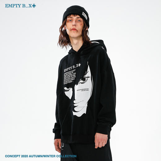 RELABEL 2020AW 二次元卡通图案头像主题印花帽衫秋季新款男卫衣 商品图1