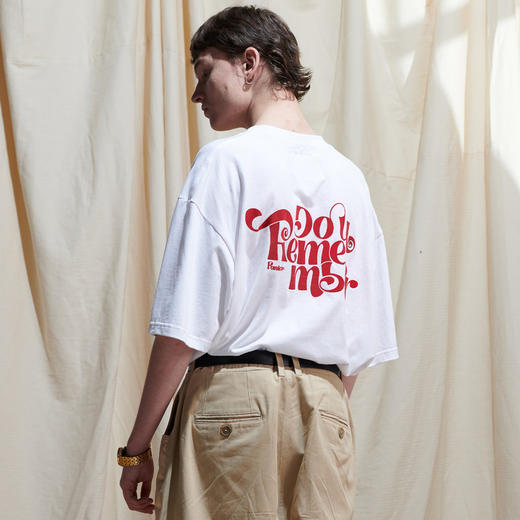 EAFINETAL.2021SS新款字母植绒印花复古图案纯棉休闲宽松短袖T恤 商品图3