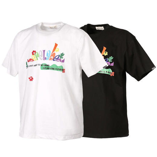 RELABEL 21SS多色花朵品牌logo字体印花双色高克重圆领宽松TEE恤 商品图4