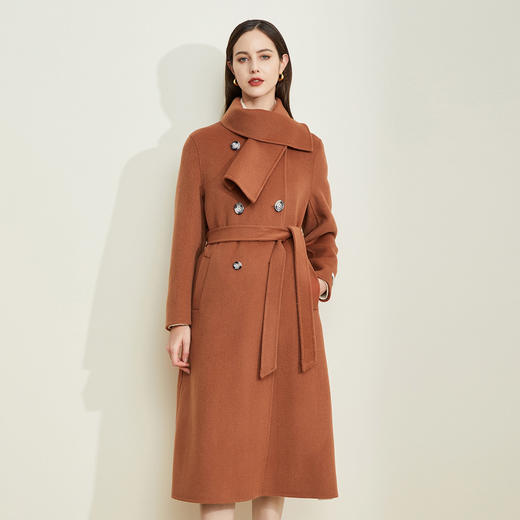 LH9H5斯尔丽瑟俪秋冬个性围巾领休闲双面呢大衣长款 商品图0