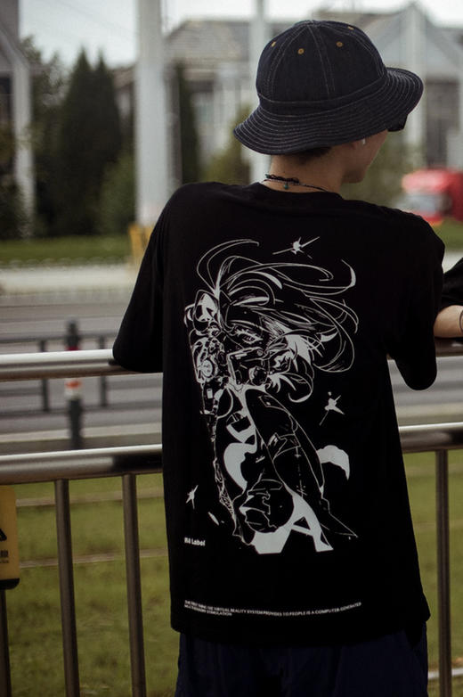 RELABEL20SS限定手绘捍卫主题印花潮牌男宽松纯棉圆领双色短袖T恤 商品图1