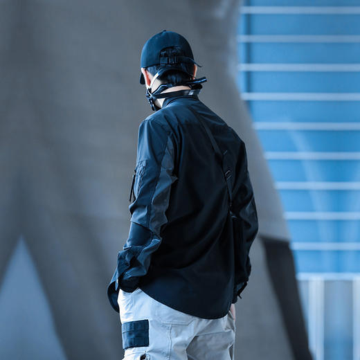 ENSHADOWER隐蔽者反光袖衬衣男李现韩商言同款青年黑色衬衫 商品图2