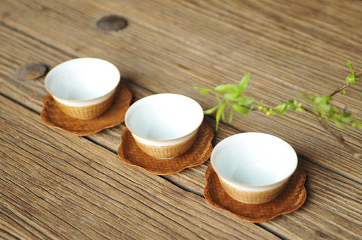 大漆竹席莲花杯垫 商品图1