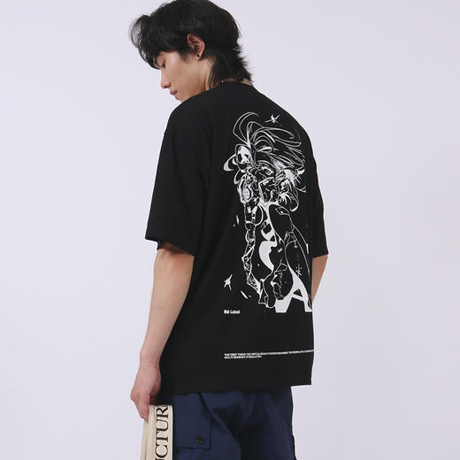 RELABEL20SS限定手绘捍卫主题印花潮牌男宽松纯棉圆领双色短袖T恤 商品图3