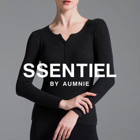 罗纹长袖针织打底衫 / Ribbed Henley Tee