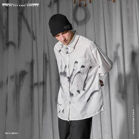 RELABEL 21SS 幻影手掌印花立领长袖衬衫男美潮复古宽松衬衣