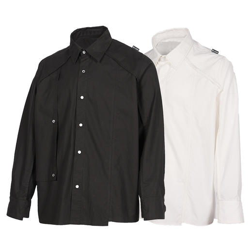 RELABEL 21AW 多层次立体裁片错位结构休闲宽松假两件双色衬衣 商品图4