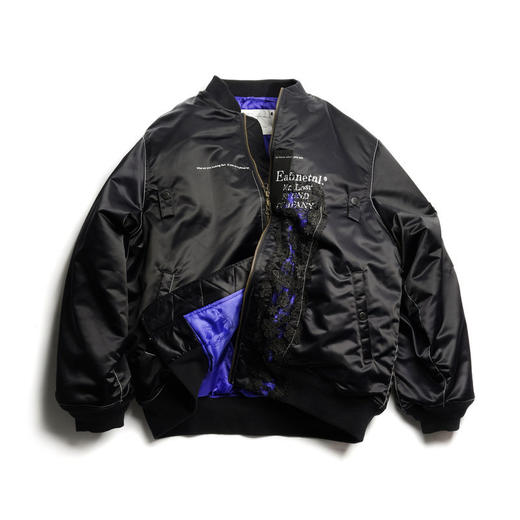 EAFINETAL.20AW杜邦三防面料破坏蕾丝拼接印花休闲宽松棉衣外套男 商品图4