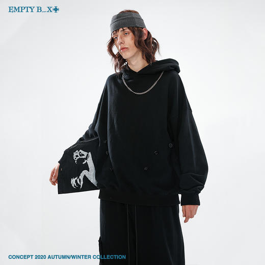 RELABEL 2020AW 双面活页翻页纽扣印花口袋帽衫解构设计男女同款 商品图4