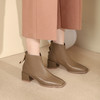 westory2021秋冬新款方头简约时尚方跟短靴女后拉链时装女靴S21DS81231 商品缩略图1