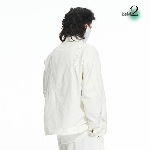 RELABEL 21AW弧形切割破口镂空明线结构拼接透明纱宽松外套 商品图3