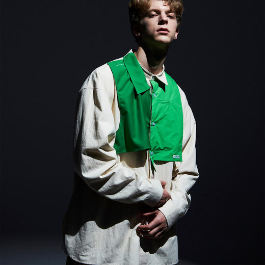 EAFINETAL.21AW新款门襟拼接撞色刺绣设计复古条纹纯棉休闲衬衫 商品图1