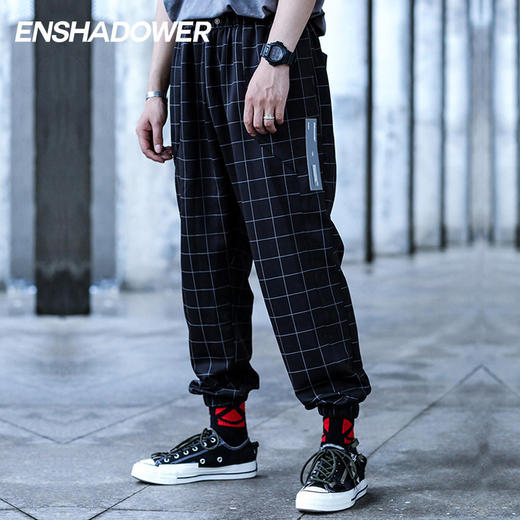 ENSHADOWER隐蔽者复古格子裤直筒束脚裤运动长裤 商品图0