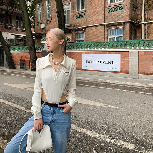 NEWA PROJECT  2021初秋翻领原创气质百搭长袖外套上衣POLO衫女 商品图1