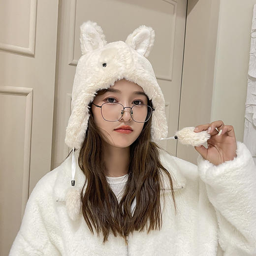 【兔年限定！新款保暖女毛绒帽！】秋冬新款帽子女护耳仿兔绒帽双球小熊萌系可爱防寒保暖毛绒帽 商品图3