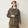 LH9H4斯尔丽2021新款秋冬瑟俪双面呢格子假两件式肩章羊毛大衣女 商品缩略图2