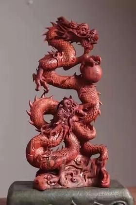 双龙戏珠摆件° 小叶紫檀