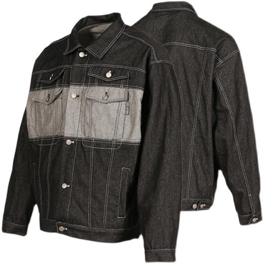 RELABEL 21AW解构重组正反面黑灰撞色拼接多口袋宽松重工牛仔服 商品图4