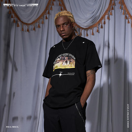 RELABEL 21SS 复古野餐油画主题印花宽松薄款短袖T恤 商品图3