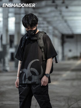 ENSHADOWER隐蔽者潮牌金属印花短袖T恤夏季宽松袖体恤新疆棉国潮