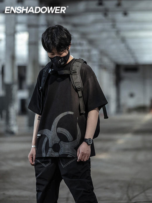 ENSHADOWER隐蔽者潮牌金属印花短袖T恤夏季宽松袖体恤新疆棉国潮 商品图0