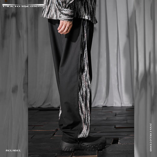 RELABEL 21SS定织未来感条纹毛料定制双头长拉链拼接宽松西裤 商品图3