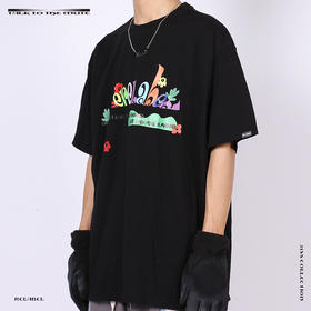 RELABEL 21SS多色花朵品牌logo字体印花双色高克重圆领宽松TEE恤