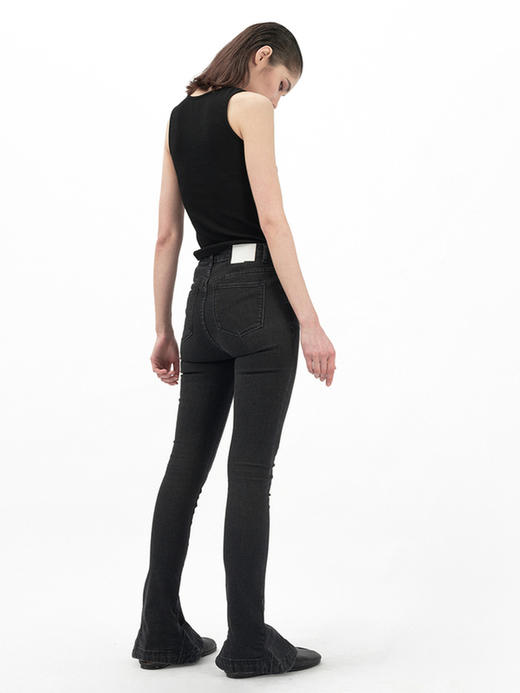 IFIK 辣妹蓝色马蹄牛仔裤女 2021年新款夏季紧身显瘦修身微喇长裤 商品图2