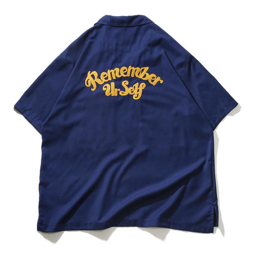 EAFINETAL.2021SS新款主题刺绣藏青色休闲宽松套头上衣短袖衬衫 商品图4