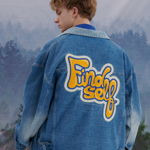 EAFINETAL.21AW新款水洗工艺刺绣设计羊羔绒宽松加厚牛仔夹克外套 商品图0