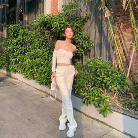 NEWA PROJECT 2021秋冬新款原创设计上衣露肩心机一字领针织衫女