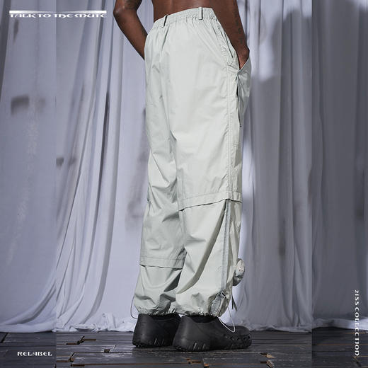 RELABEL 21SS层次拼接斜门襟撞色多口袋脚口抽绳调节宽松休闲裤 商品图3