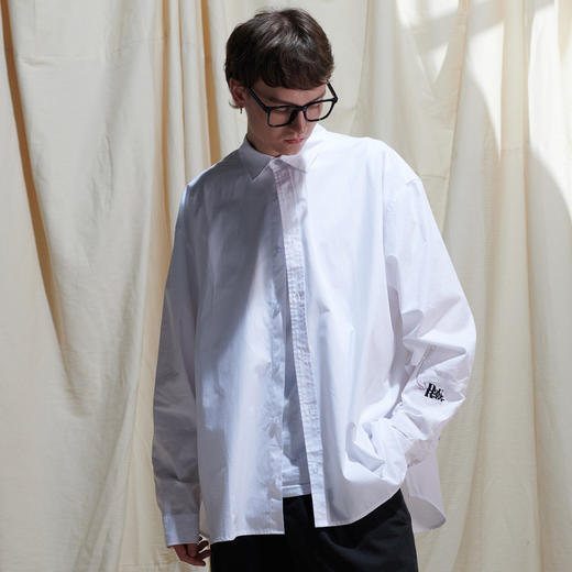 EAFINETAL.2021SS新款刺绣分割袖设计纯色上衣纯棉休闲宽松白衬衫 商品图1