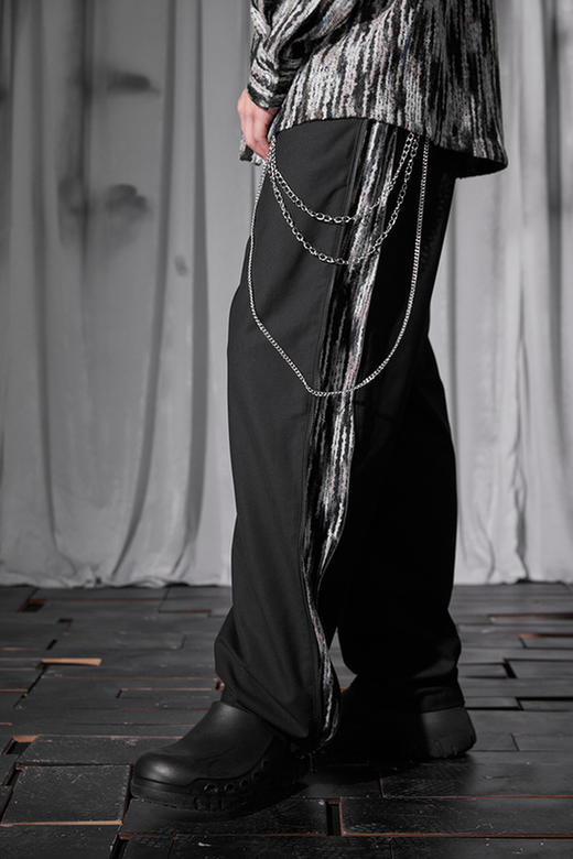 RELABEL 21SS定织未来感条纹毛料定制双头长拉链拼接宽松西裤 商品图5