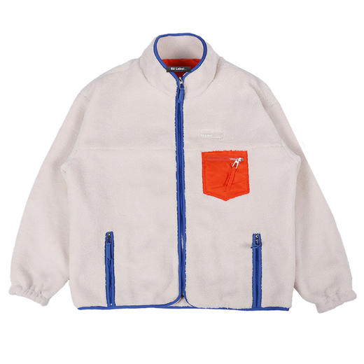 RELABEL 20AW 孙芮同款重磅柔顺羊羔绒橙蓝撞色硅胶标拉链外套 商品图4