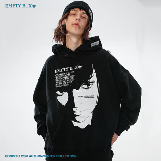 RELABEL 2020AW 二次元卡通图案头像主题印花帽衫秋季新款男卫衣 商品图0