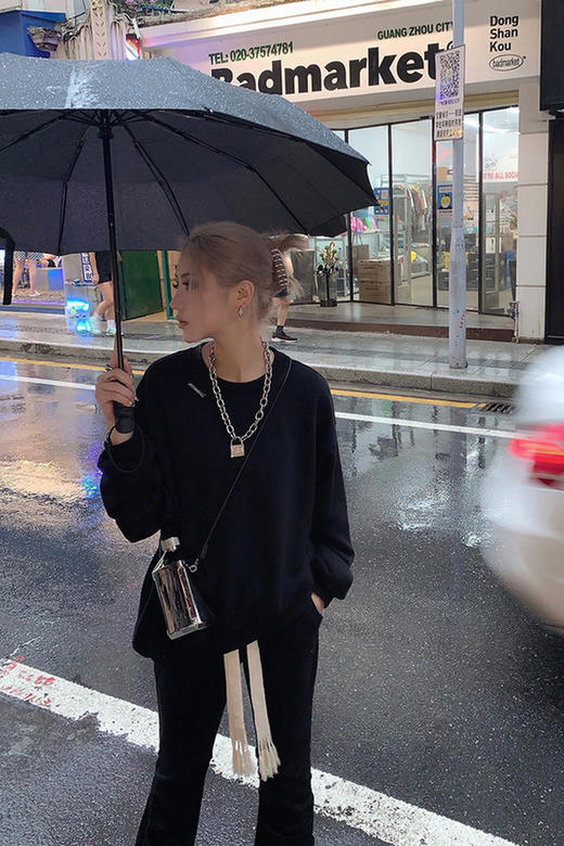 NEWA PROJECT 221秋冬新款韩版圆领不规则休闲上衣长袖宽松卫衣女 商品图5