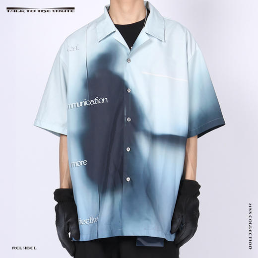 RELABEL 21SS 主题概念人物交谈满印印花宽松休闲短袖衬衣 商品图1