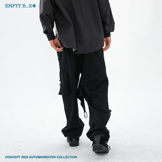 RELABEL 2020AW 双色双材质叠穿左腿隐藏印花登山扣抽绳长裤收口 商品图2