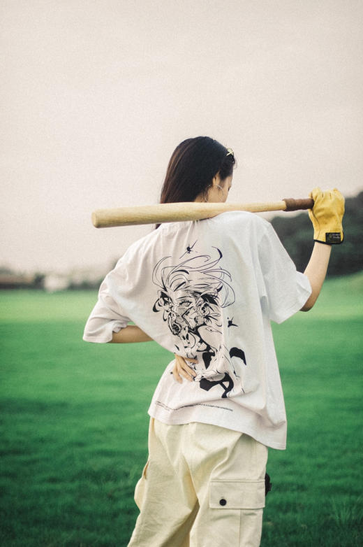 RELABEL20SS限定手绘捍卫主题印花潮牌男宽松纯棉圆领双色短袖T恤 商品图0