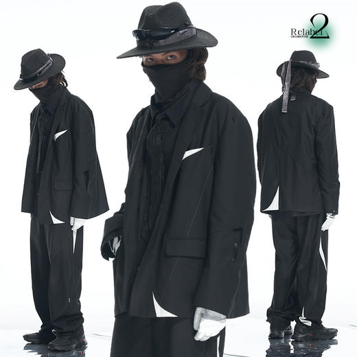 RELABEL 21AW几何切割黑白撞色拼接镂空宽松廓形西服外套 商品图0