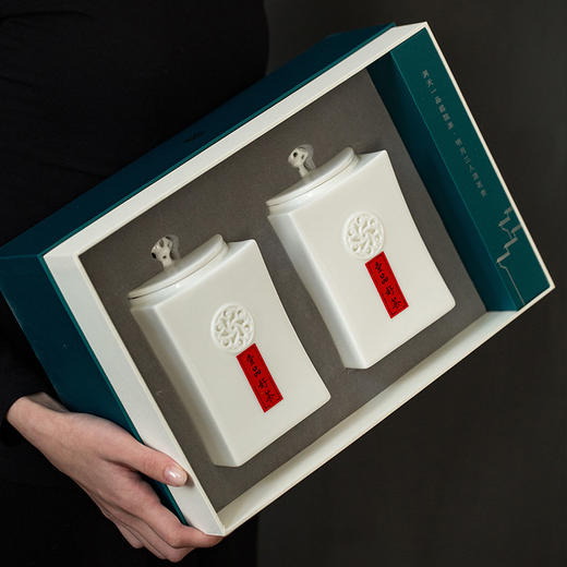 中号一品双灌装 陶瓷茶叶罐创意粉罐家用茶叶包装密封罐防潮储物罐礼盒装 商品图1