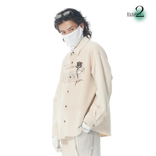 RELABEL 21AW 主题字体概念玫瑰印花浅色麂皮绒宽松衬衣 商品图1